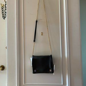 New Grey Leather Purse with Gold Studs